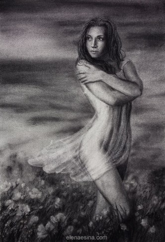Dissipating Patience Charcoal Drawing