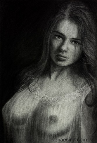 Forbidden Kisses of Nostalgia Charcoal Drawing