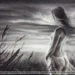 Charcoal drawing. Breathing In The Silence of Dusk