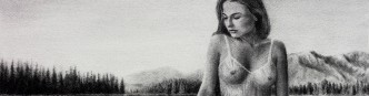 Charcoal Drawing Nude Girl Nature